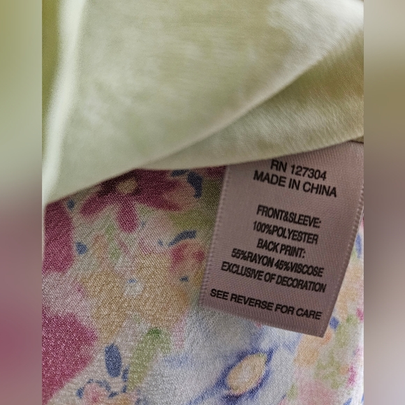 John Mark Boho Green Floral Embroidered Tunic Blouse - Size XL - Picture 7 of 9